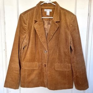 Vintage 1990s Dressbarn Tan/Brown Wide-Wale Corduroy Blazer Coat Jacket